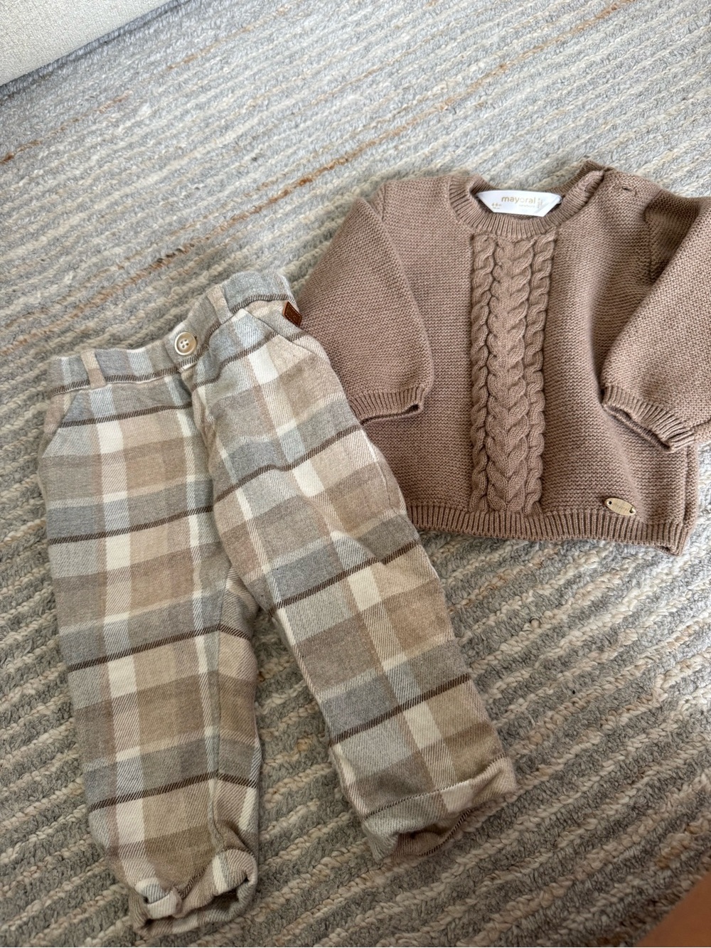 Mayoral Taupe Cable-Knit Sweater and Pant set for Kids